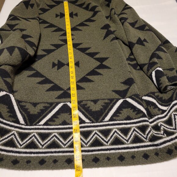 Frye Women's Open Front Cardigan Sweater Size XXL Aztec Southwestern,Green/Black - Picture 6 of 6